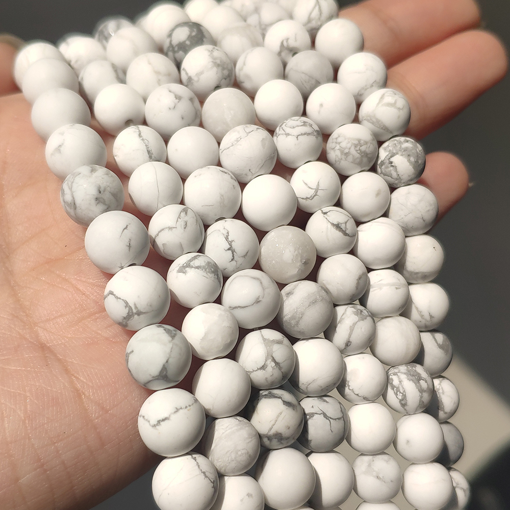 Natural Stone Beads Dull Polish Matte White Turquoises Howlite Round Beads For Jewelry Making 4/6/8/10mm Beaded Bracelet
