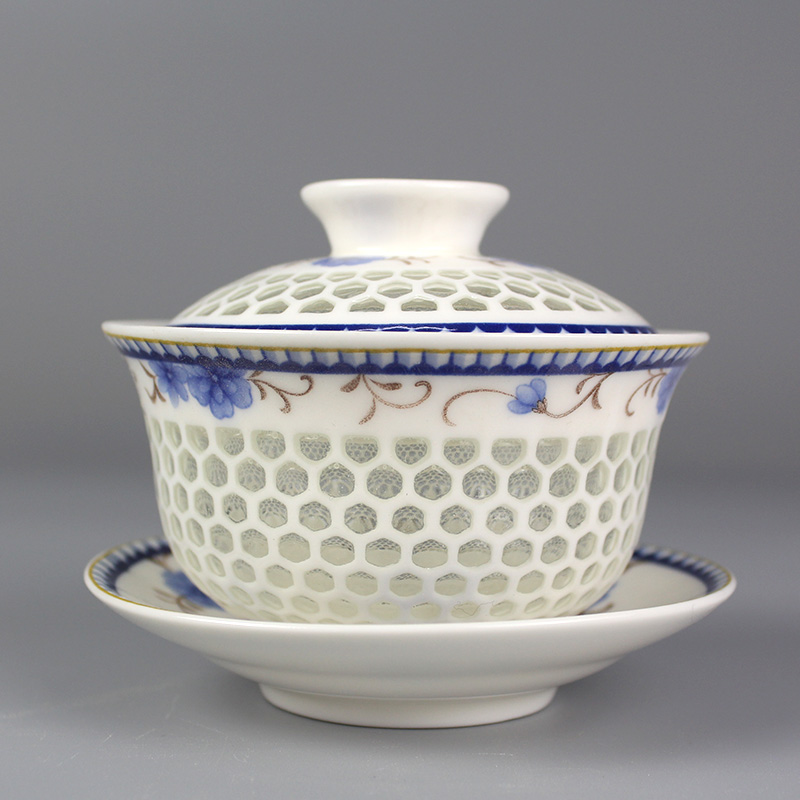 Chinese Tea Set Tureen Gaiwan Vintage hand-painted Ceramic Teaware Sets Hand-painted Bone China porcelain Kung Fu Tea Set Bowl