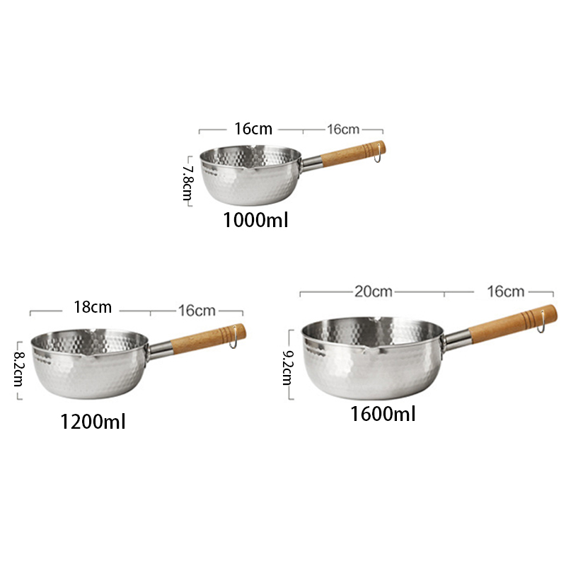 Practical Cooking Pot Soup Stock Pot Japanese Pan Snow Noodle Porridge Food Pot Milk Heating Pan Wood Handle Pot Cookware