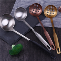 Stainless Steel Long Handle Gold Soup Ladle&Slotted Colander Spoon Set Hot Pot Strainer Filter Skimmer Kitchen Cooking Tool