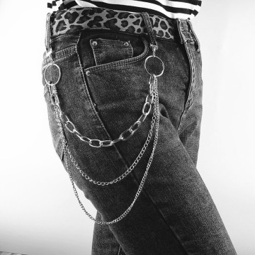 Punk Hip-hop Trendy Single/Three Layer Belt Key Chain Waist Pants Chain Jeans Long Metal Clothing Accessories Jewelry Fashion