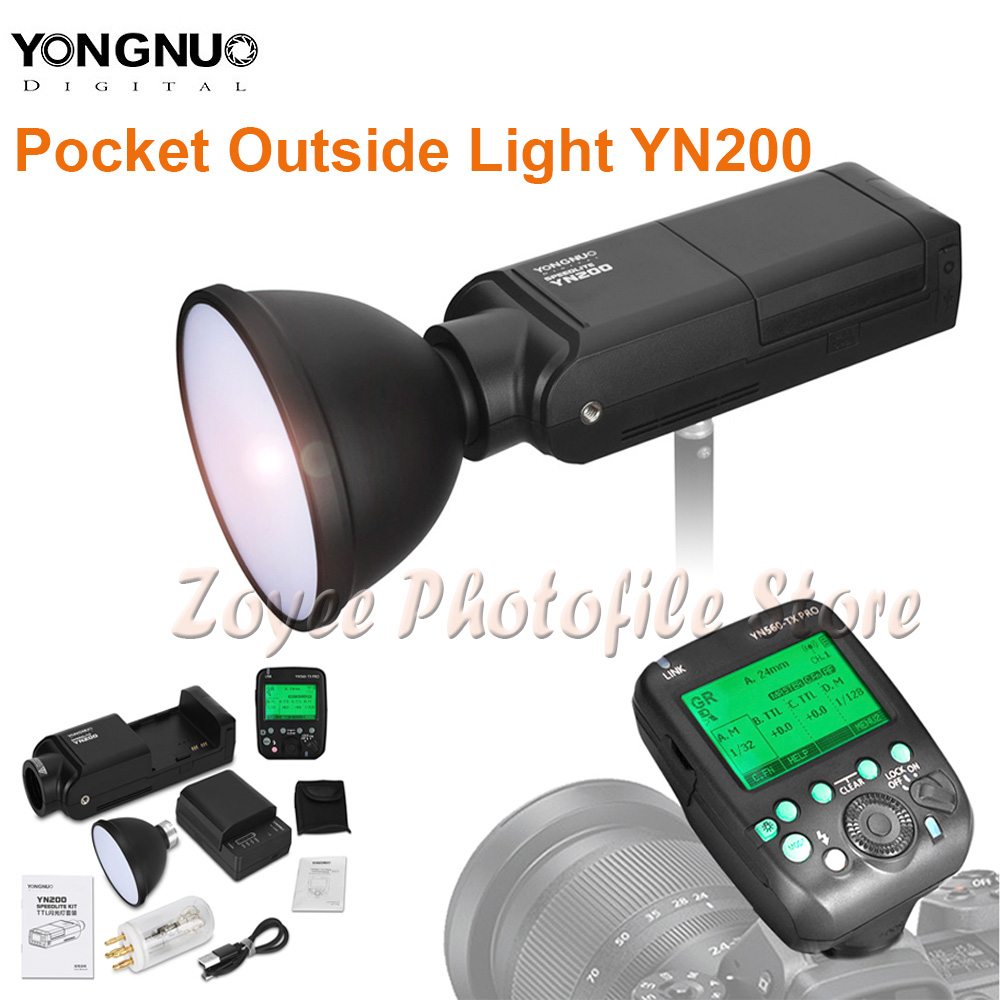 YONGNUO YN200 Flash Light TTL HSS 2.4G 200W Battery with USB Type C Compatible YN560-TX (II)/YN560-TX Pro/YN862 for Canon Camera