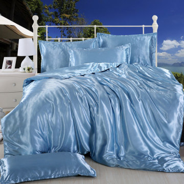 New 100% Pure Satin Silk Bedding Set Home Textile King Size Bed Set Bed Clothes Duvet Cover Flat Sheet Pillowcases