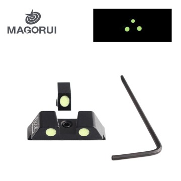 Magorui Tactical Hunting Handgun Pistol Glow Sight Green Dot for Glock 17/19/22/23/24/26/27/33/34/35 In Day and Night Use