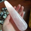 1pc 12-14cm Natural Rose Quartz Crystal Healing Massage Wands Stone Massage Reiki Stick For Gifts