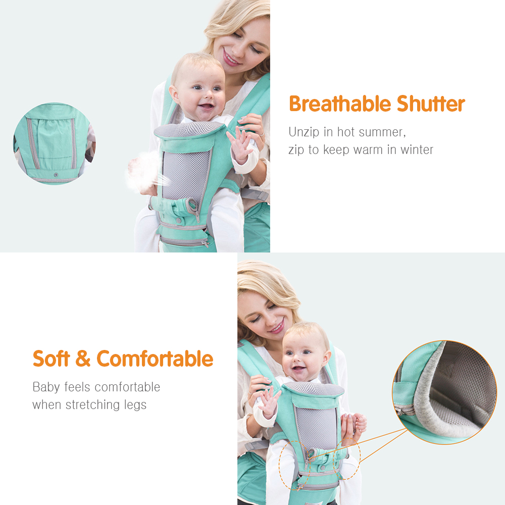 Baby Carrier with Hip Seat Breathable Detachable Adjustable Strap Side Pockets Baby Safety Carriers Waist Stool Infants