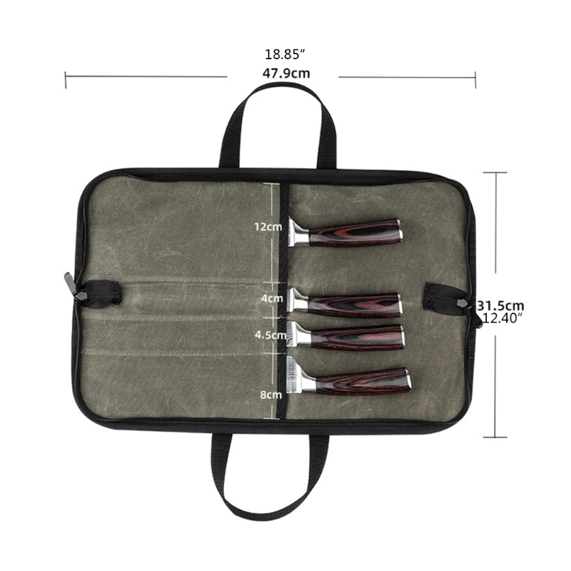Pro Chef`s Knife Roll( 4 Slots),Duty Waterproof Knife Bag with Durable Handles