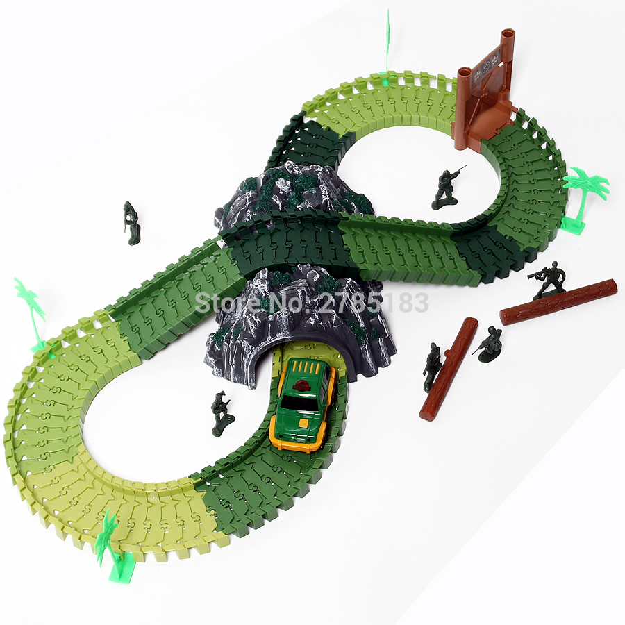 Create a Road Assembly Flexile Track Set Dinosaurs Military Vehicles Playset with accessories Electronics Roller Coaster tracks
