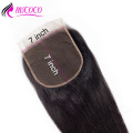 Mscoco 7x7 Lace Closure Brazilian Straight Human Hair Closure With Baby Hair Free Three Middle Part Remy Hair Swiss Lace Closure