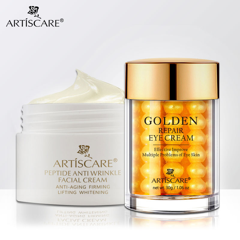 ARTISCARE Peptide Anti Wrinkle Facial Cream + Golden Eye Cream Anti-Wrinkle Anti-Aging Skin Care Whitening and Lifting Day Cream