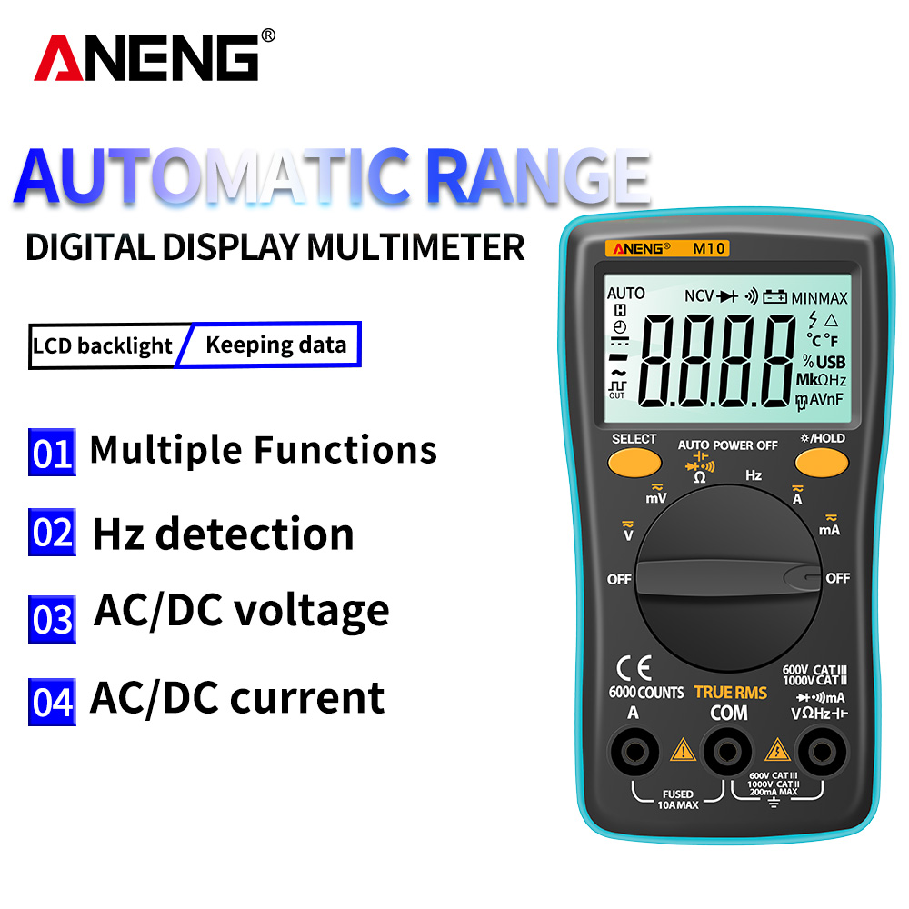 ANENG M10 Digital Multimeter 6000 Counts Multimetro Multitester Profissional Transistor Tester Analogico AC/DC Current Meter