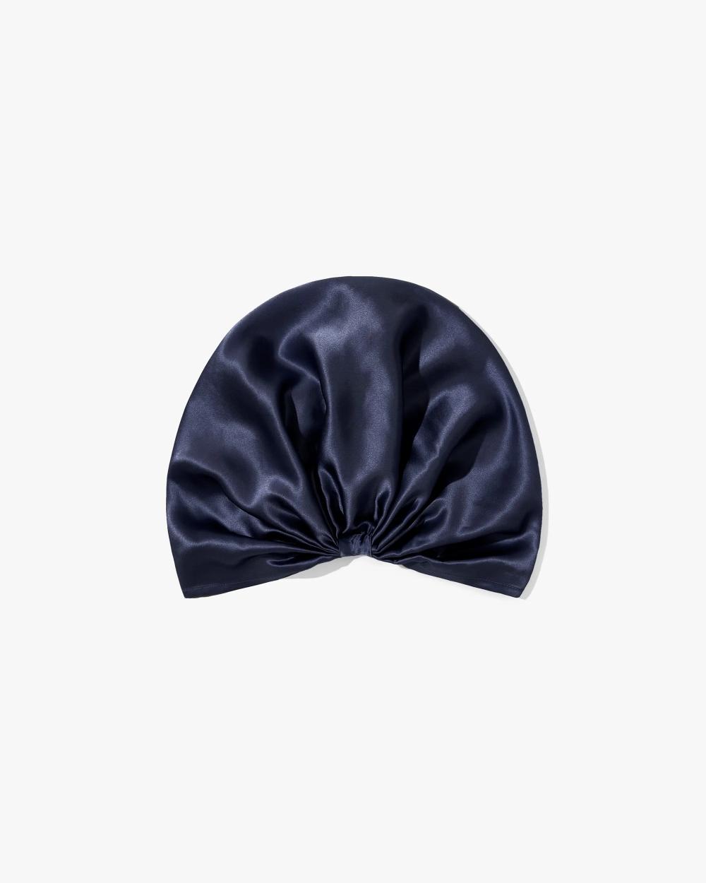 Classic Pleated Silk Sleep Cap Pure Mulberry Silk 19 Momme Hair Turban Sleeping Cap for Curly Thick Hair Types Night Bonnet with