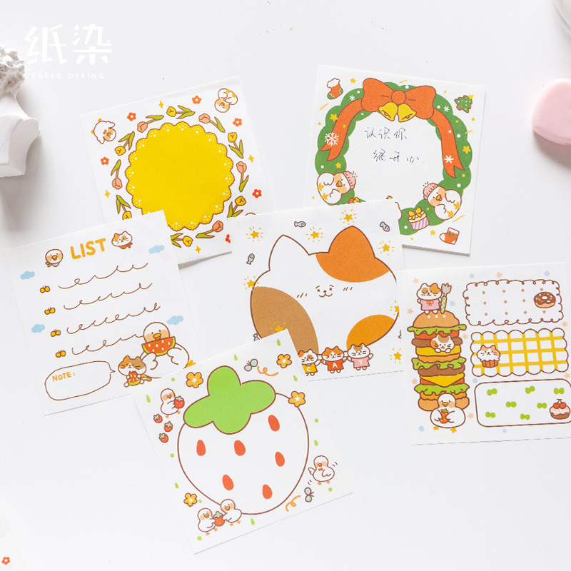 30 Sheets Kawaii Animals Cat and Duck Series Memo Pad Paper Sticky Notes Cute Notepad Korean Stationery School Supply Kids Gift