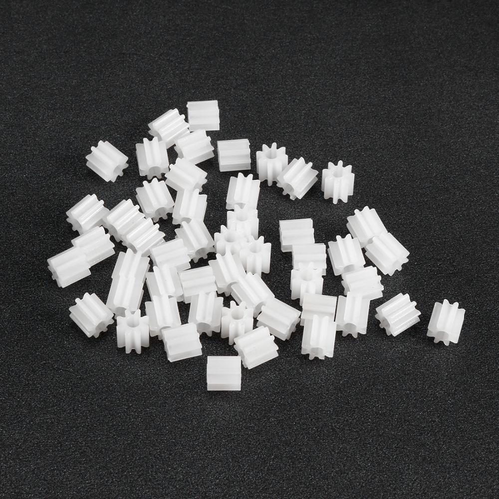Uxcell 50Pcs Plastic Shaft Gear 2mm Hole Diameter with 8/14 Teeth 082/142A 5x5/4.5x8mm Toy Accessories for DIY Car Robot Motor