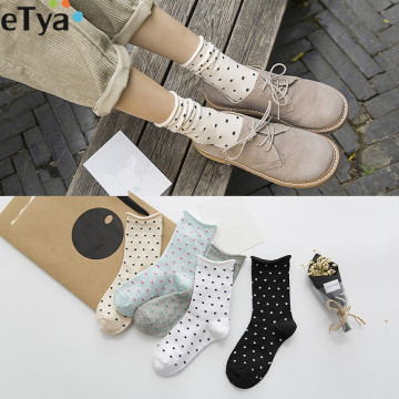 eTya Fashion Women Socks Cute Dot Female Cute Casual Cotton Socks Soft Sox