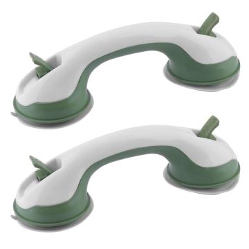 White & Army Green Plastic Portable No Holes to Fill 2pcs Bathroom Grip Safety Suction Cup Shower Tub Grab Bar Handle Support