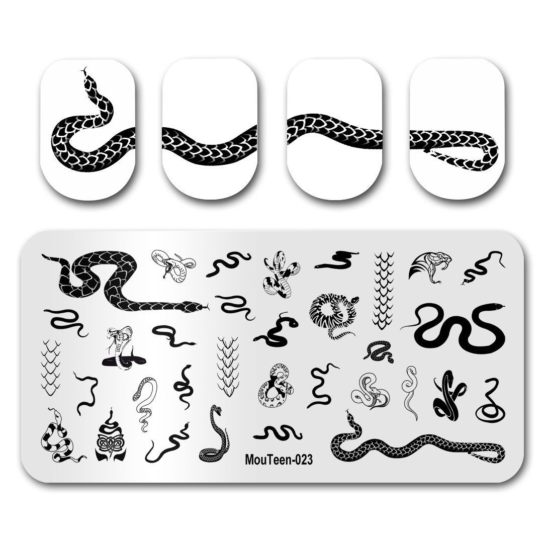 Newest Nail Stamp MouTeen023 Snake Nails Big Size Ful Cover Nail Stamping Plates Manicure Set For Nail Art Stamping