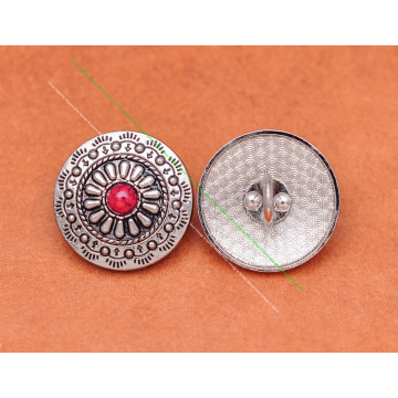 10X Southeast Tribal Silver Flower Red Turquoise Leathercraft Clothes Luggage Bag Accessories Case Sewing Concho Button