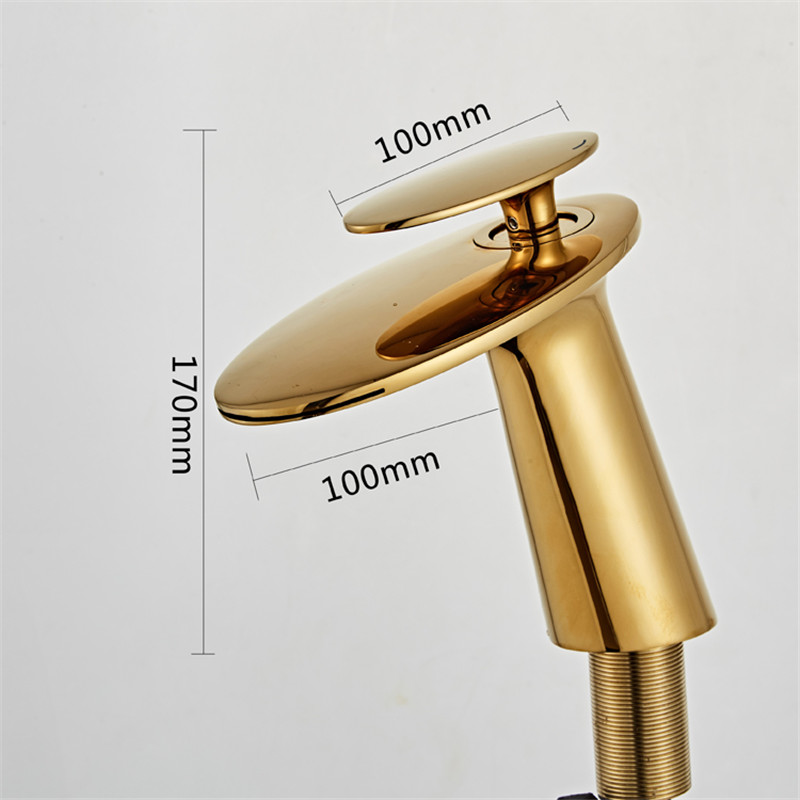 Basin Faucet Solid Brass Bathroom Faucet Cold And Hot Waterfall Mixer Sink Tap Single Handle Deck Mounted Gold/Black/ChromeTap