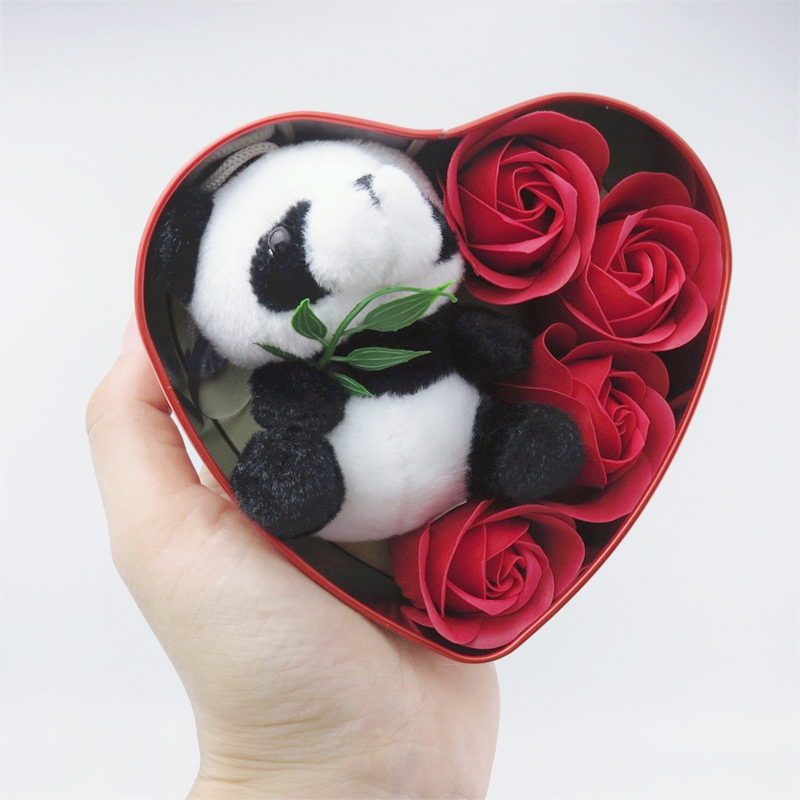 Lovely Panda Plush Toys Heart Shape Gift Box Stuffed Animals Creative Valentine's Birthday Graduation Girls