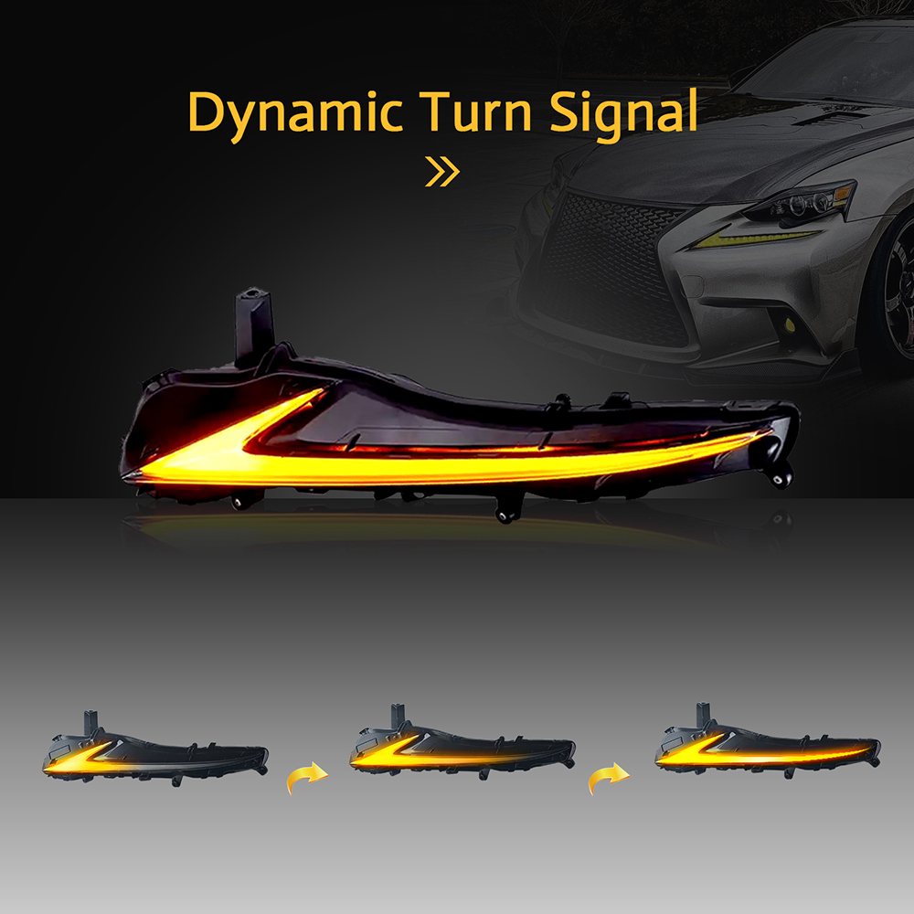 HCMOTIONZ Sequential Turn Signal IS300 IS350 F LED Dazzle RGB Day Running Lights 2013-2016 DRL Headlights For Lexus IS250