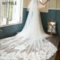 MYYBLE Wholesale 3M 5M One Layer Lace Edge White Ivory Catherdal Wedding Veil Long Bridal Veil Cheap Wedding Accessories Veu