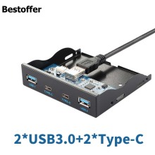 3.5'' 2 USB3.1 Type-C + 2 USB 3.0 A Hub to 20Pin Header Front Panel Floppy Drive 2 Year Warranty