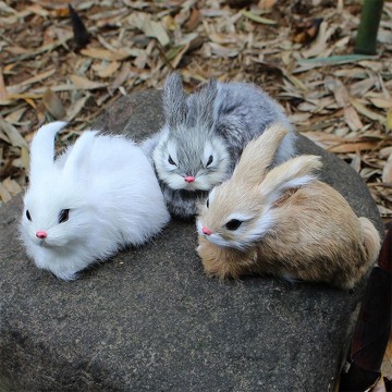 15CM Mini Realistic Cute White Plush Rabbits Fur Lifelike Animal Easter Bunny Simulation Rabbit Toy Model Birthday Gift