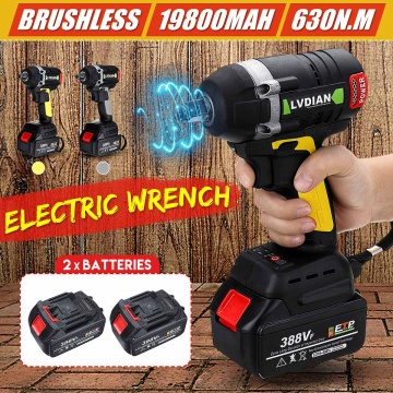 388VF Cordless Electric Impact Wrench 630N.m 19800mAh Li Battery Brushless Impact Hand Drill Installation LED Light Power Tools