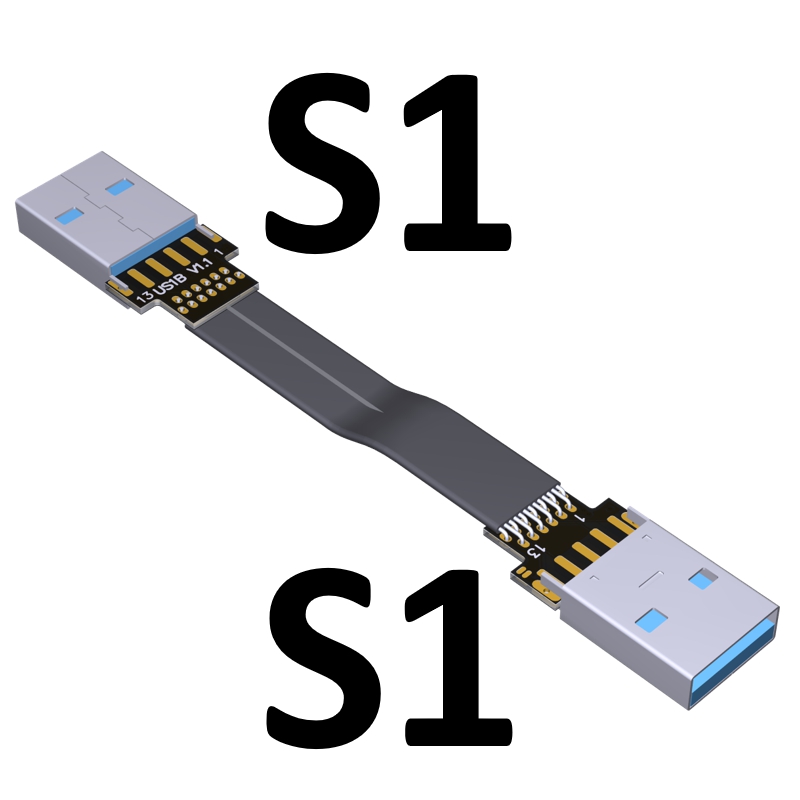 USB Ribbon Cable Flat EMI shielding FPC Extension Cable USB 3.0 90 degree Connector up and downward 5cm-3m Length customization