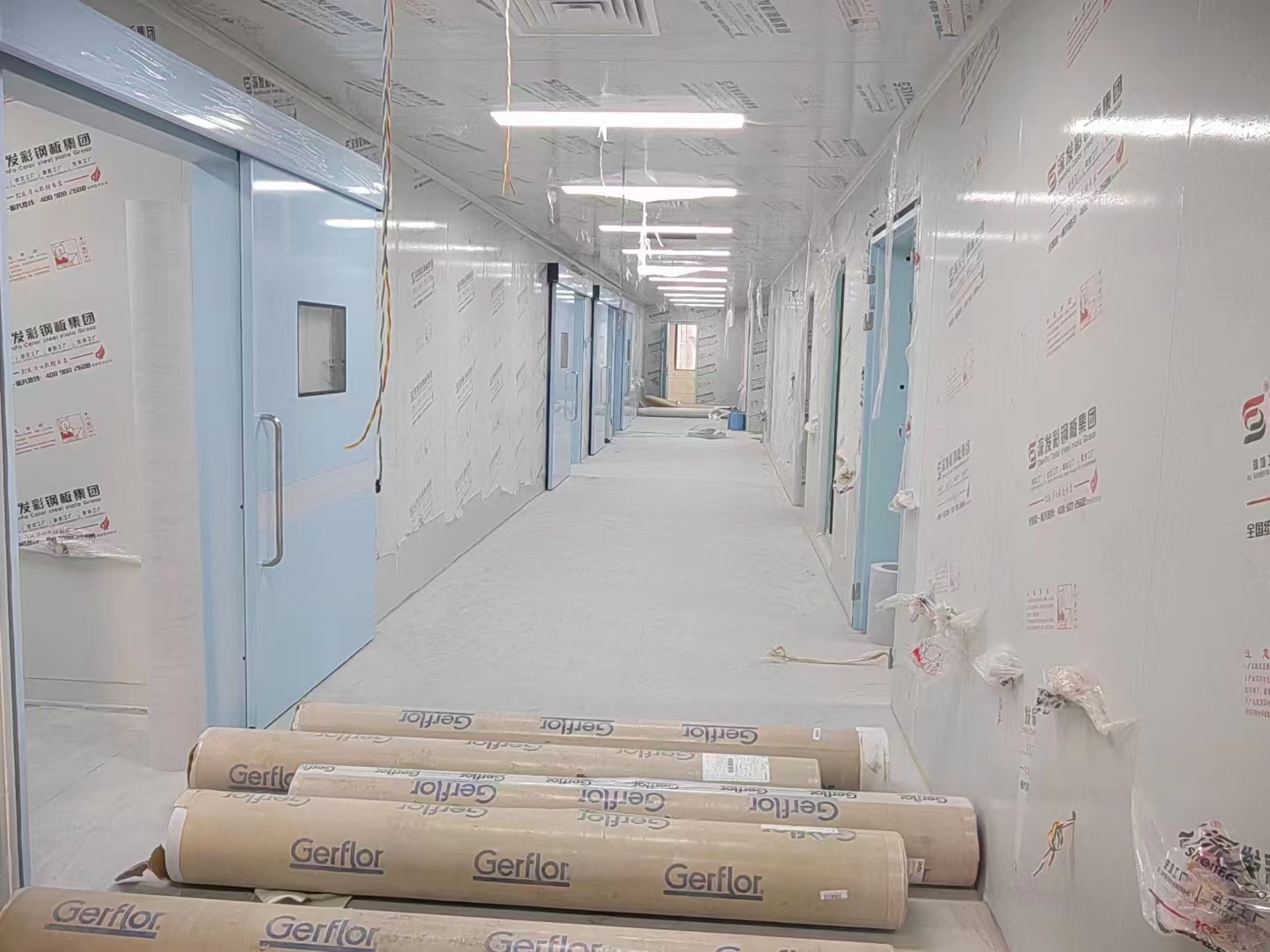 Medical steel manual sliding clean door single door1