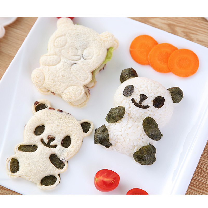 4pcs/Set Cartoon Sushi Rice Balls Mold Cute Panda Sushi Maker Tool Lunch Bento Decor Accessories Kitchen Cooking Baking Tools