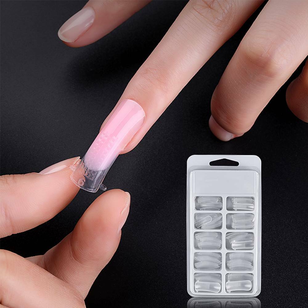 100 Pcs/pack Clear Nail Forms Acrylic Full Cover False Fake Nail Art Tips Quick Building Extension French Manicure Tools