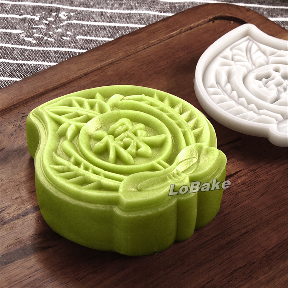 New arrivals 125g big 5+1 peach shape with Chinese word FU LU SHOU XI mid-autumn festival mooncake moulding tools for DIY bakery