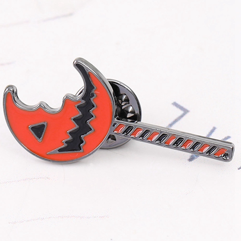 Cute Funny Halloween Lantern Pins Brooches Orange Enamel Pumpkin Monster Brooch Pumpkin Lantern Lapel Pin Punk Jewelry Kids Gift