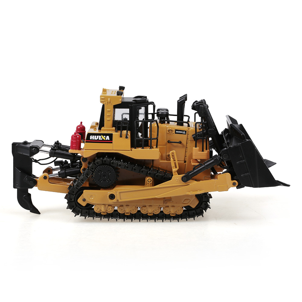 HUINA 1700 1:50 Die-Cast Alloy Heavy Bulldozer Engineering Truck Static Model Caterpillar Wheel Bulldozer Kids Educational Toy