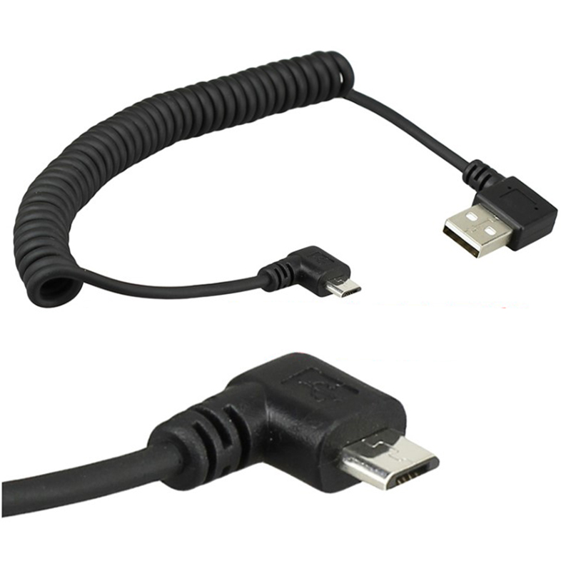 40CM USB 2.0 Male to Micro USB 2.0 Male 90 Degree micro USB Angled left or right Angled Retractable Data Charging Cable