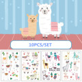 10pcs/set Temporary Tattoo Sticker Llama Kids Tattoo Cute Alpaca Fake Tattoo Stickers for Kids Women Tatouage Enfant Waterproof