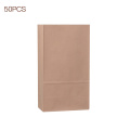 50PCS Kraft Paper Bags Flat Grease Proof Snacks Cookie Sandwich Food Packaging Bags for Dessert Breads Candy Baking Accessories