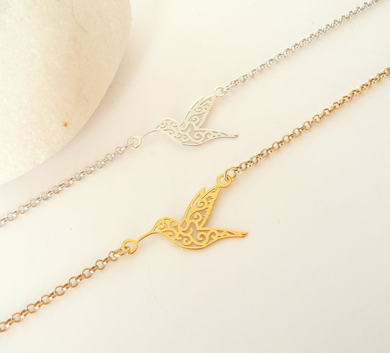 Jisensp New Link Chain Cute Origami Hummingbird Bracelet for Women Fashion Animal Flying Bird Charm Bracelets Bangles Party Gift