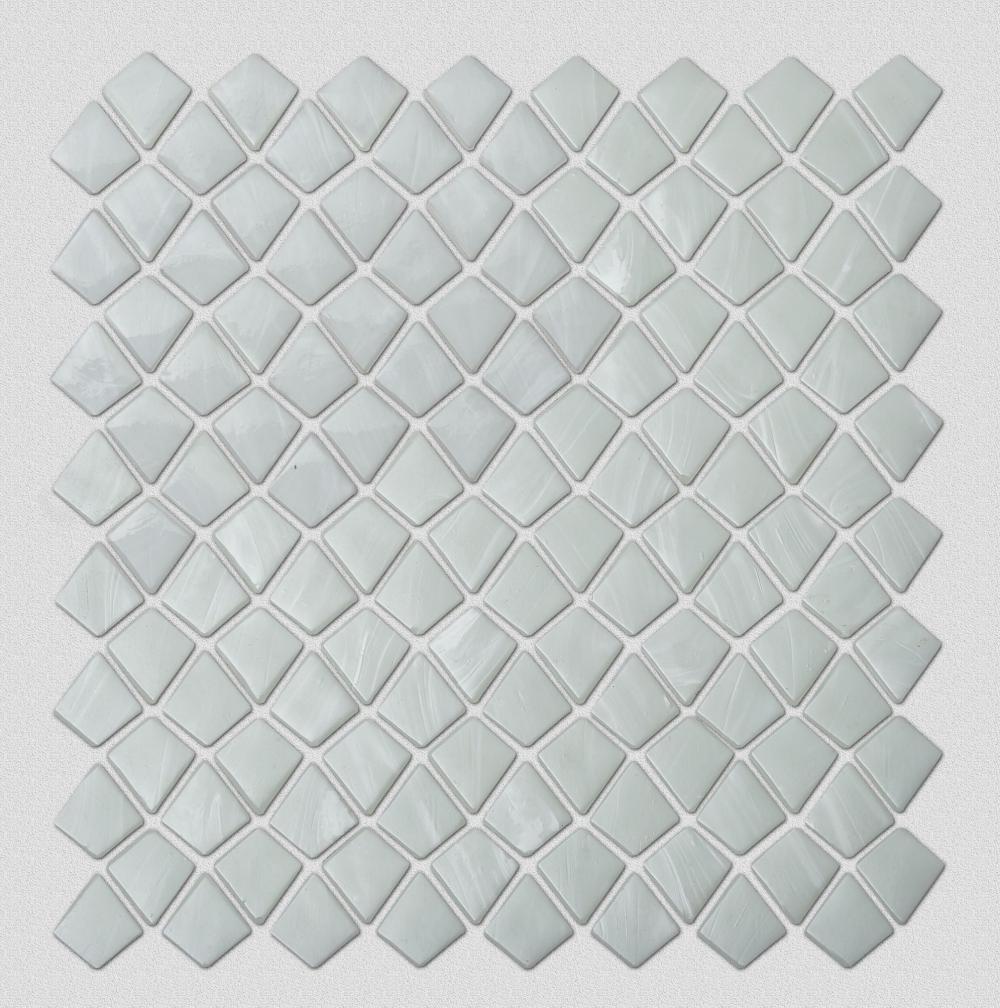 White Irregular Quadrilateral Kite Shape Glass Mosaic Tile