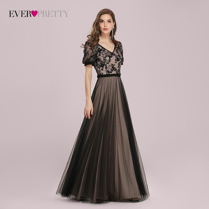 Elegant Sequin Evening Dresses Ever Pretty A-line V-neck Short Sleeve High-waist Formal Party Gown Womens Dresses New Arrival