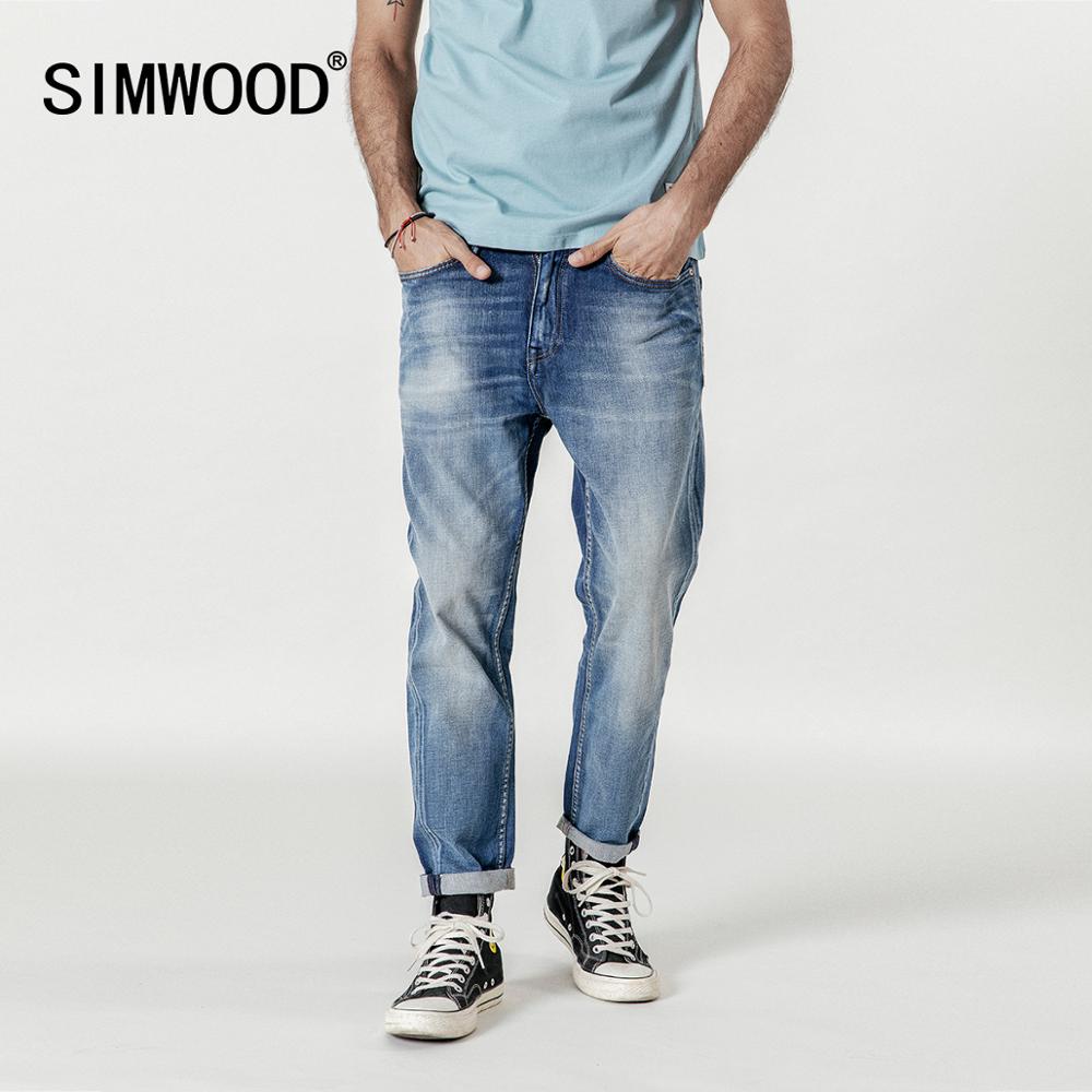 SIMWOOD New 2020 Jeans Men Fashion Denim Ankle-Length Modis Pants Slim Plus Size Trousers Brand Clothing Streetwear Jeans 190028