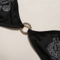 Sexy Glitter Underwear Set Black Bras Sets Women Sequin Diamond Shiny Letter Print Lingerie Set Halter Push Up Bra Panties Sets
