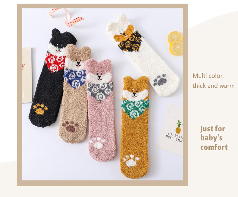 New Girl Boy Christmas Crew Socks 2021 Fashion Autumn Winter Adults Cartoon Dog Warm Comfortable Fluffy Hosiery