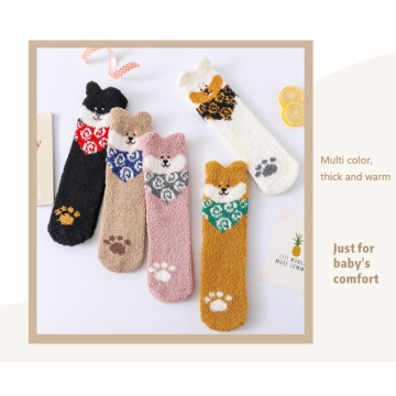 New Girl Boy Christmas Crew Socks 2021 Fashion Autumn Winter Adults Cartoon Dog Warm Comfortable Fluffy Hosiery