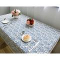 Blue Flower Retro Lace Tablecloth Chinese Style Cotton Table cloth Rectangular Dinning Table cloth for table Picnic