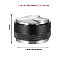 2-in-1Coffee Tamper 51/53/58mm Adjustable Height Powder Hammer Coffee Distributor for Portafilter flat and three-blade base