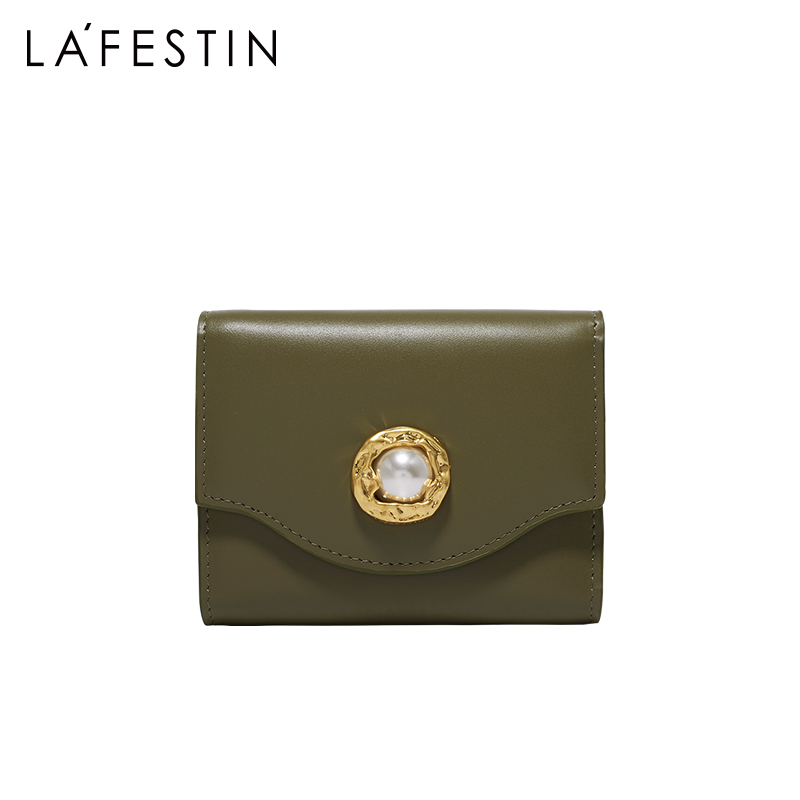 LA FESTIN 2020 new fashion three-folding card holder coin purse retro leather clutch bag short female wallet