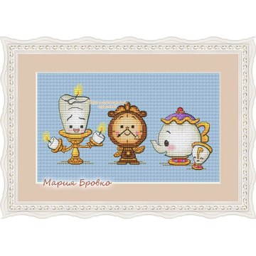 HH Counted Cross Stitch Kit Beauty and Beast Machine Servant Needlework For Embroidery 14ct Cross Stitch